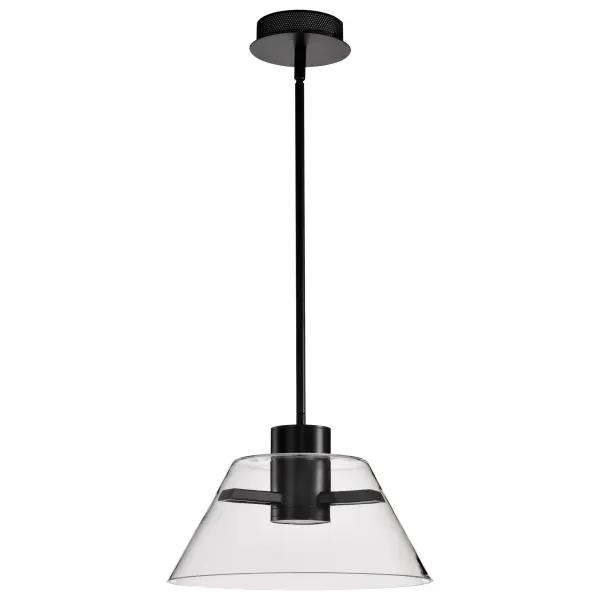 Edmond 14-Inch LED Pendant in Matte Black with Clear Glass - Image 5