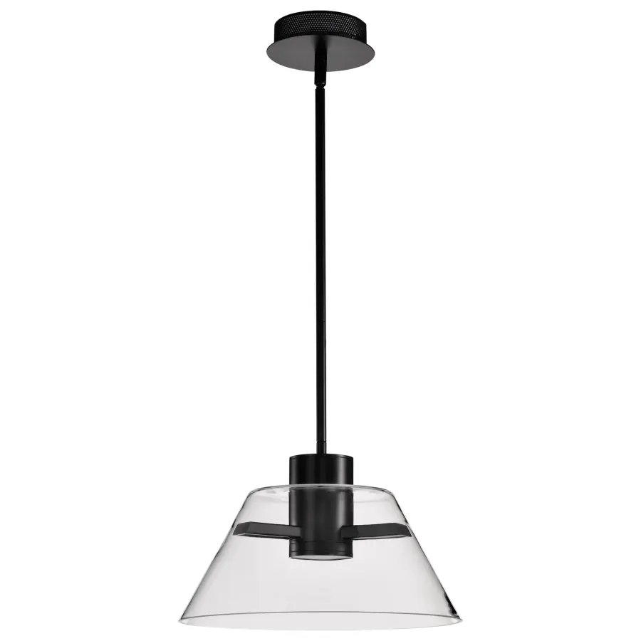 Edmond 14-Inch LED Pendant in Matte Black with Clear Glass - Image 5
