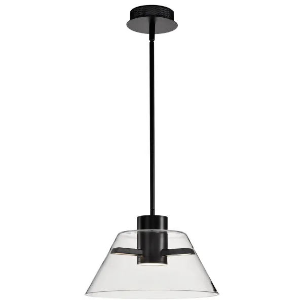 Edmond 14-Inch LED Pendant in Matte Black with Clear Glass - Image 6