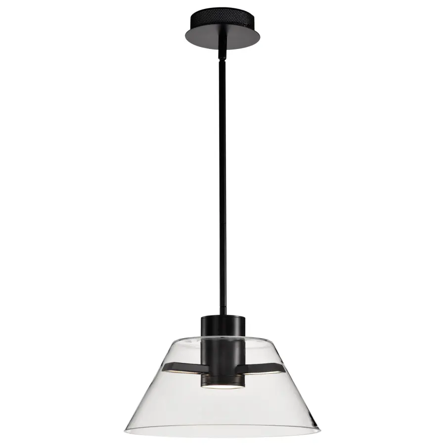 Edmond 14-Inch LED Pendant in Matte Black with Clear Glass - Image 6