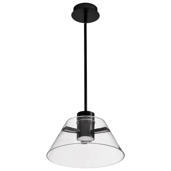 Edmond 14-Inch LED Pendant in Matte Black with Clear Glass - Image 7