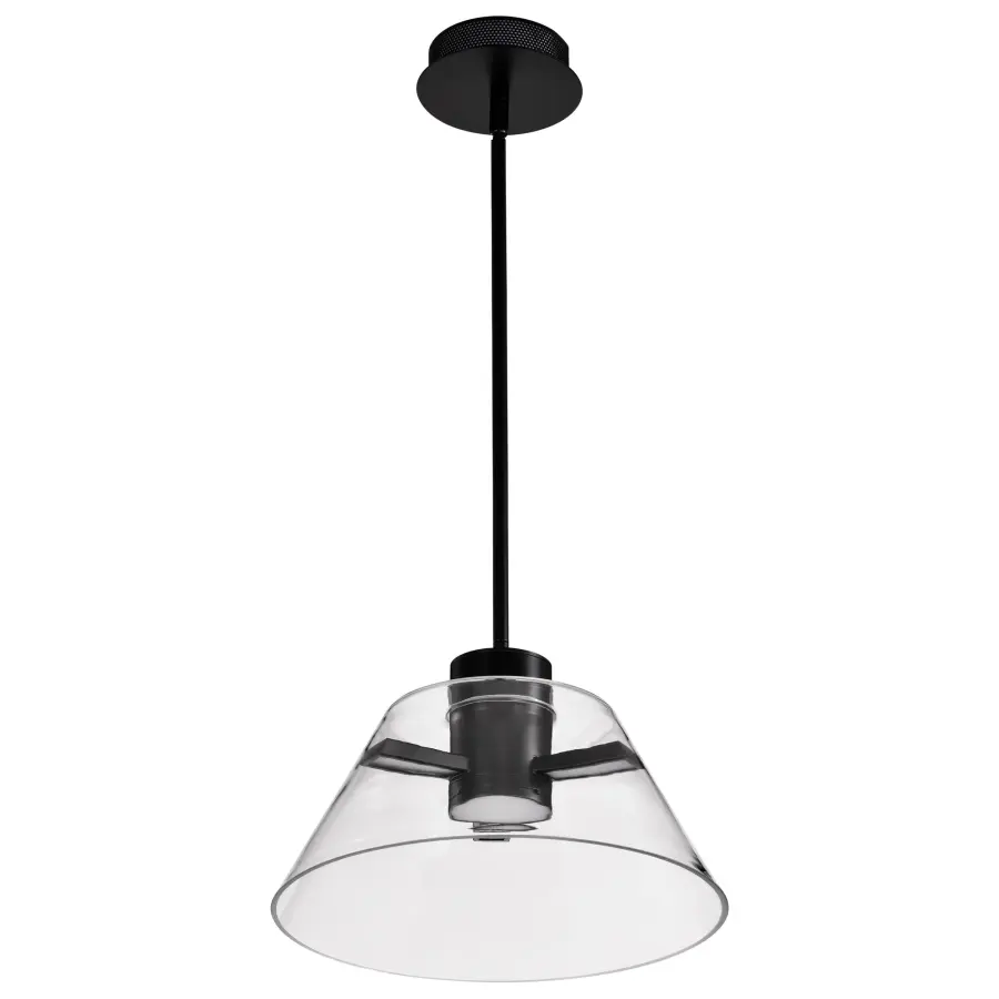 Edmond 14-Inch LED Pendant in Matte Black with Clear Glass - Image 7