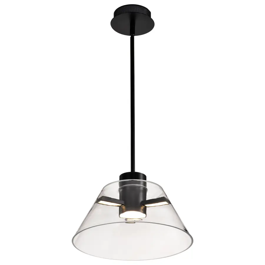 Edmond 14-Inch LED Pendant in Matte Black with Clear Glass - Image 8