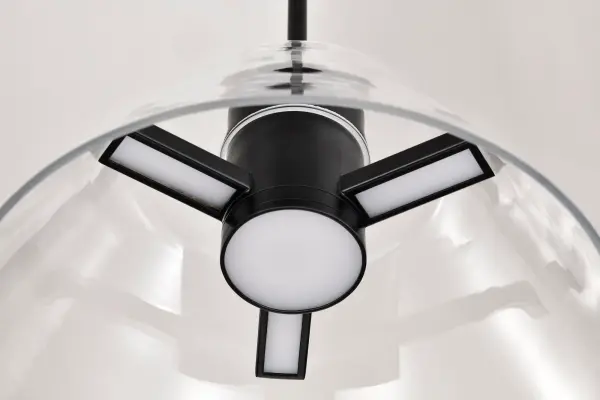 Edmond 14-Inch LED Pendant in Matte Black with Clear Glass - Image 9