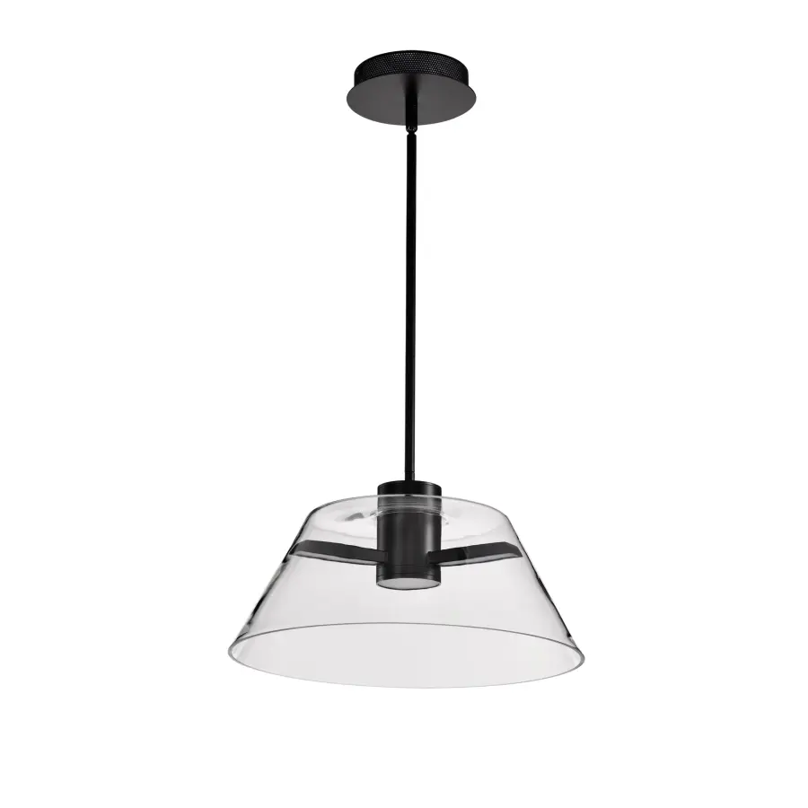 Edmond 17" LED Pendant in Matte Black with Clear Glass - Image 1