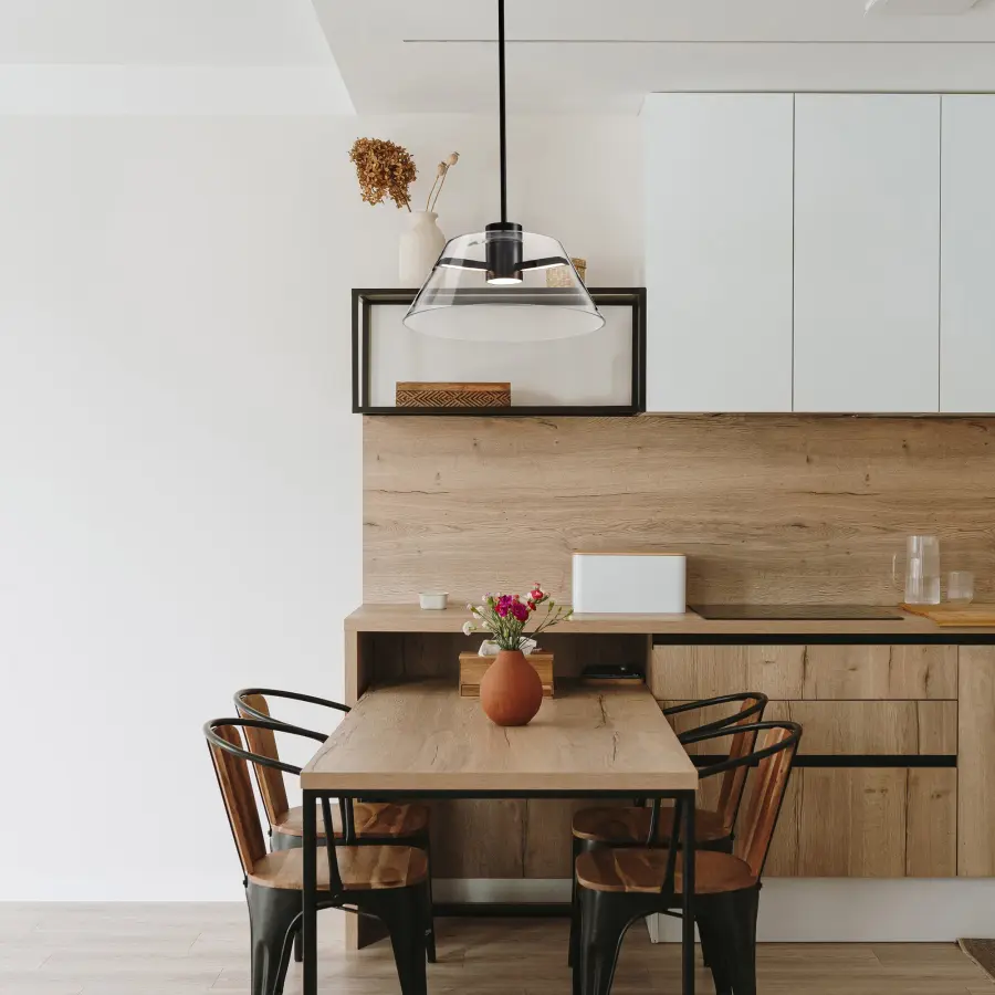 Edmond 17" LED Pendant in Matte Black with Clear Glass - Image 2