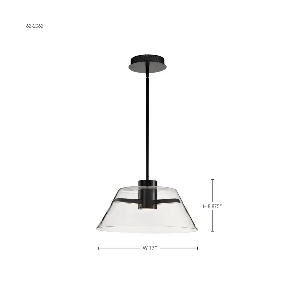Edmond 17" LED Pendant in Matte Black with Clear Glass - Image 16