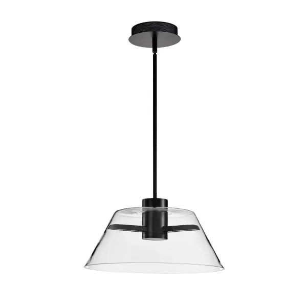 Edmond 17" LED Pendant in Matte Black with Clear Glass - Image 5