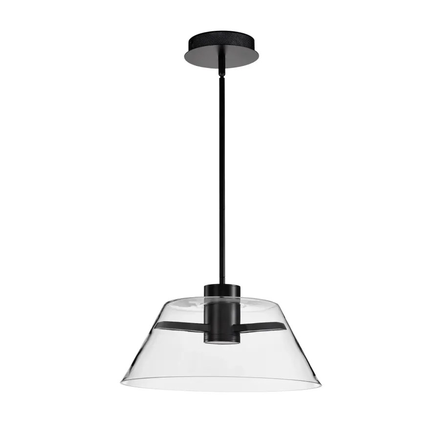 Edmond 17" LED Pendant in Matte Black with Clear Glass - Image 5