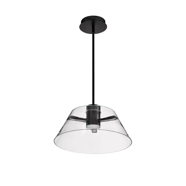 Edmond 17" LED Pendant in Matte Black with Clear Glass - Image 7