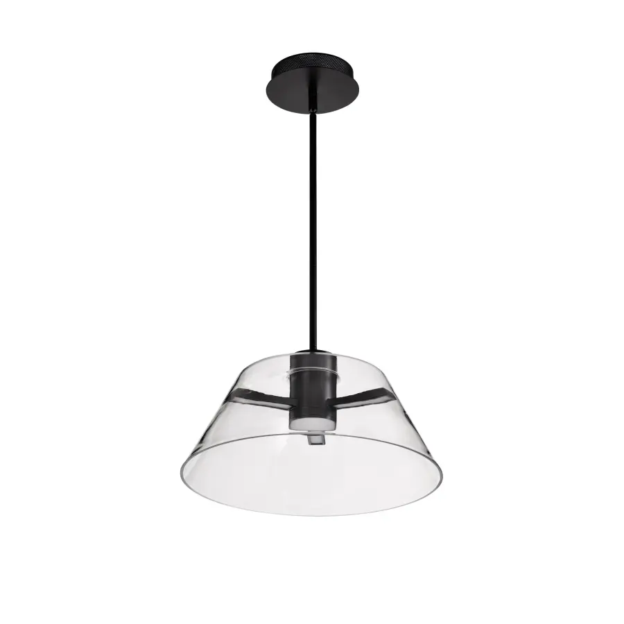 Edmond 17" LED Pendant in Matte Black with Clear Glass - Image 7
