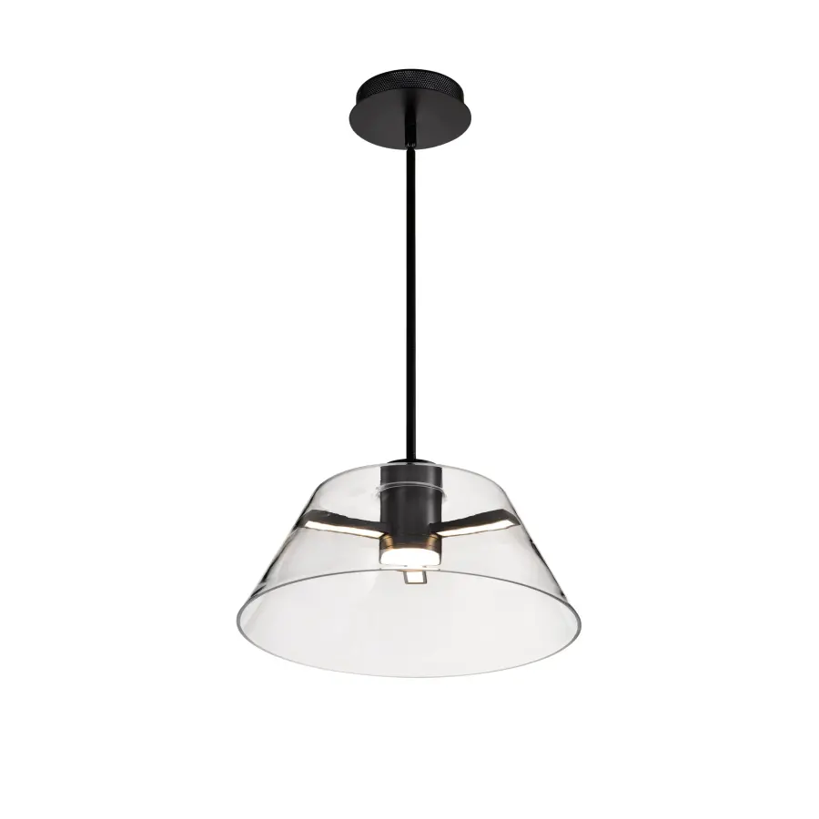 Edmond 17" LED Pendant in Matte Black with Clear Glass - Image 8
