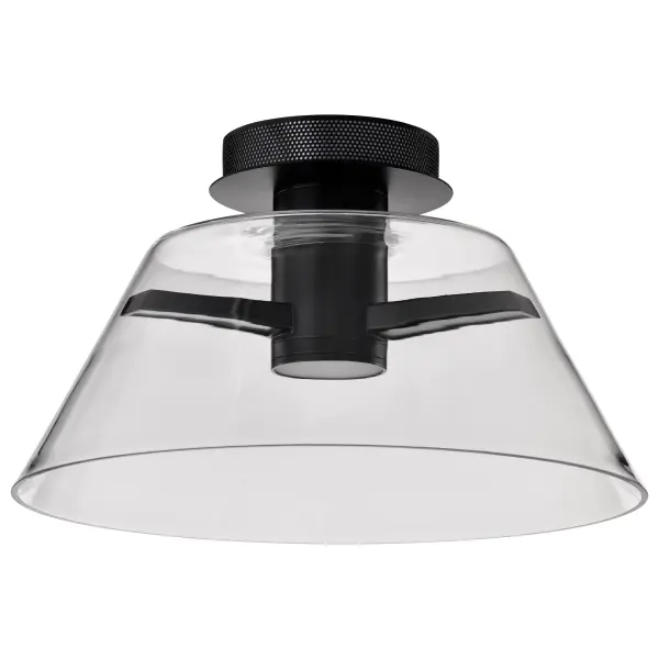 The Edmond semi-flush mount combines sophisticated matte black finish with clear glass shades, delivering 1944 lumens of warm 3000K LED light. Perfect for spaces with lower ceilings requiring both style and function.