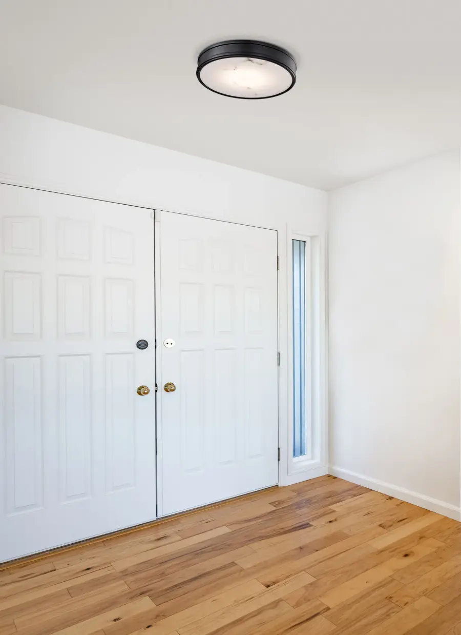 Kendall 14" LED Flush Mount in Matte Black with Alabaster Glass - Image 2