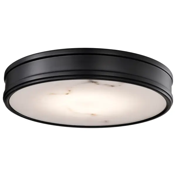 Kendall 14" LED Flush Mount in Matte Black with Alabaster Glass - Image 5