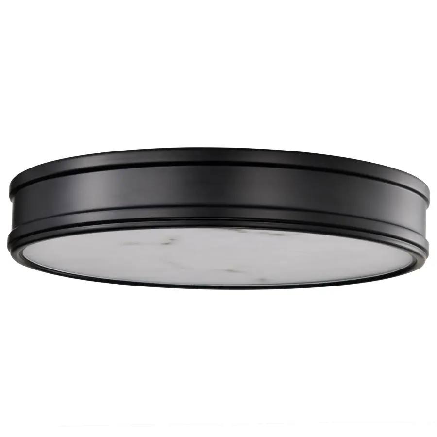 Kendall 14" LED Flush Mount in Matte Black with Alabaster Glass - Image 6