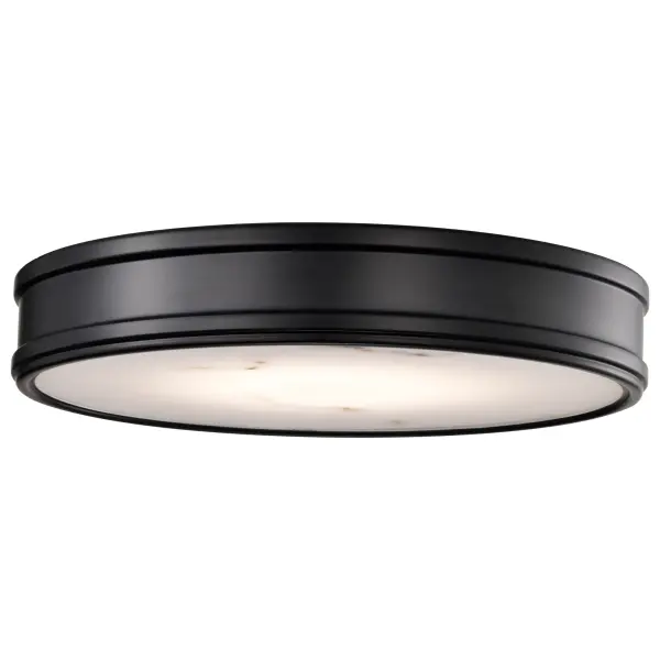 Kendall 14" LED Flush Mount in Matte Black with Alabaster Glass - Image 7