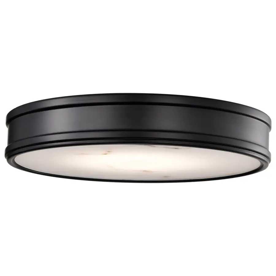 Kendall 14" LED Flush Mount in Matte Black with Alabaster Glass - Image 7