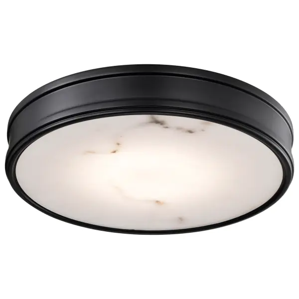 Kendall 14" LED Flush Mount in Matte Black with Alabaster Glass - Image 9