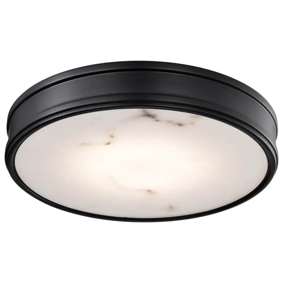 Kendall 14" LED Flush Mount in Matte Black with Alabaster Glass - Image 9