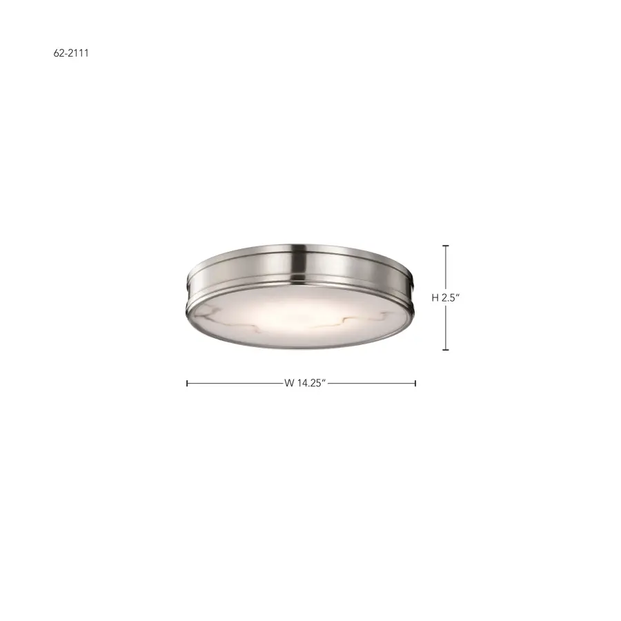 Kendall 14" LED Flush Mount in Brushed Nickel with Alabaster Glass - Image 15