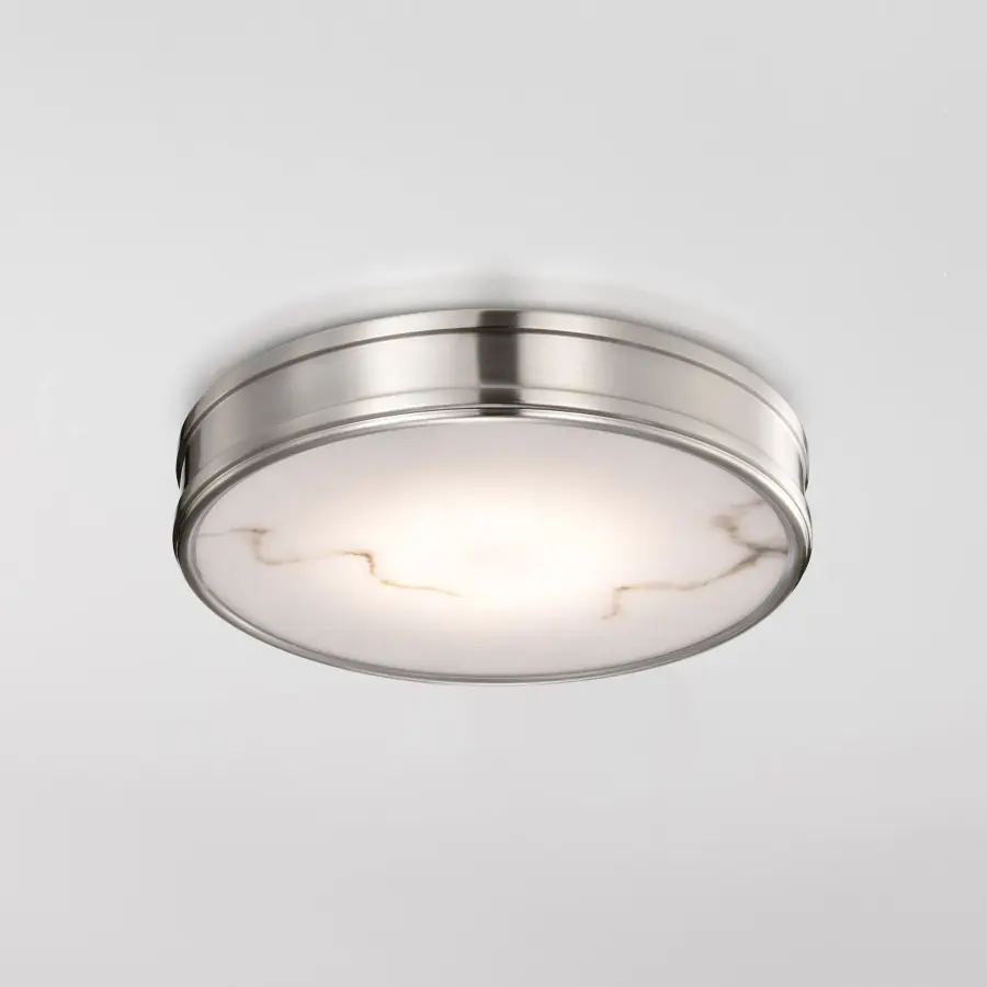 Kendall 14" LED Flush Mount in Brushed Nickel with Alabaster Glass - Image 3