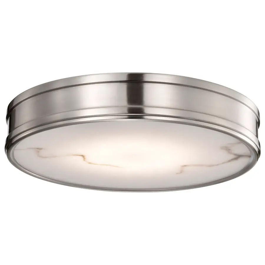 Kendall 14" LED Flush Mount in Brushed Nickel with Alabaster Glass - Image 4