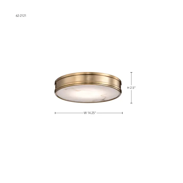 Kendall 14" LED Flush Mount in Burnished Brass with Alabaster Glass - Image 14