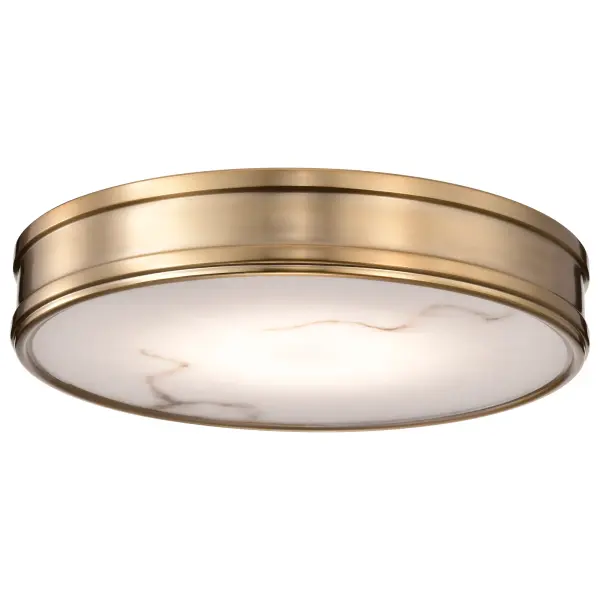 Kendall 14" LED Flush Mount in Burnished Brass with Alabaster Glass - Image 4