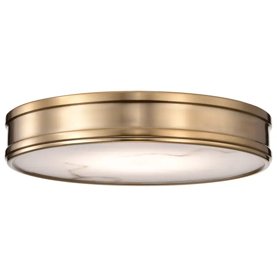 Kendall 14" LED Flush Mount in Burnished Brass with Alabaster Glass - Image 6