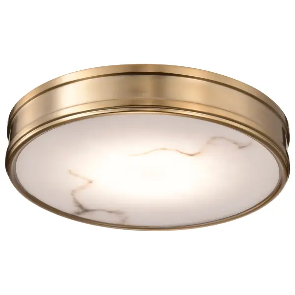 Kendall 14" LED Flush Mount in Burnished Brass with Alabaster Glass - Image 8