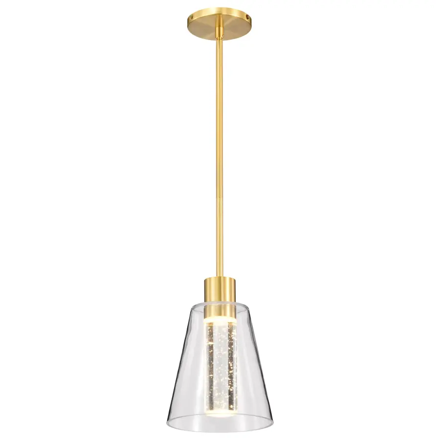 Aura 7" LED Pendant in Brushed Brass with K9 Bubble Crystal - Image 4