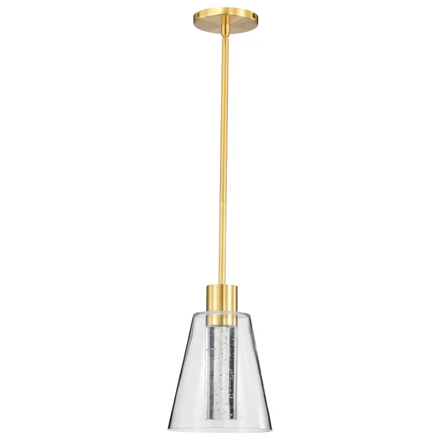 Aura 7" LED Pendant in Brushed Brass with K9 Bubble Crystal - Image 5