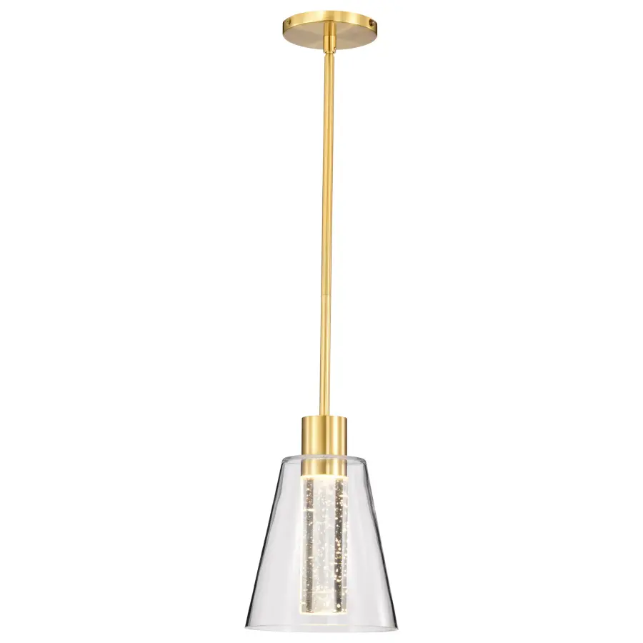 Aura 7" LED Pendant in Brushed Brass with K9 Bubble Crystal - Image 6