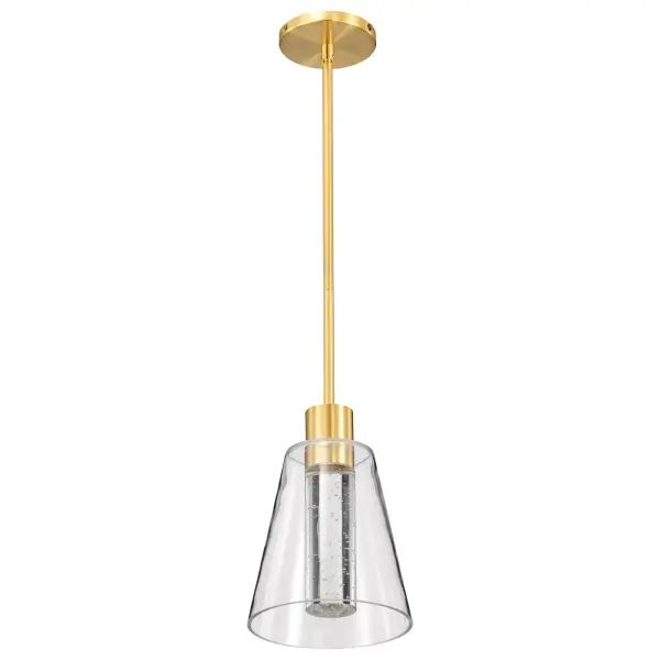 Aura 7" LED Pendant in Brushed Brass with K9 Bubble Crystal - Image 7