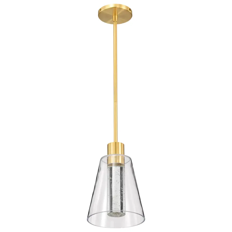 Aura 7" LED Pendant in Brushed Brass with K9 Bubble Crystal - Image 7