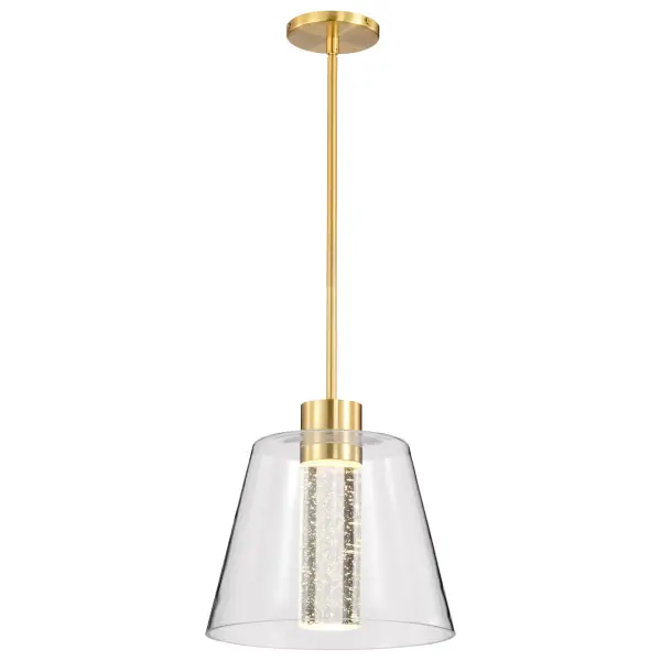 Aura 12" LED Pendant in Brushed Brass with K9 Bubble Crystal - Image 4