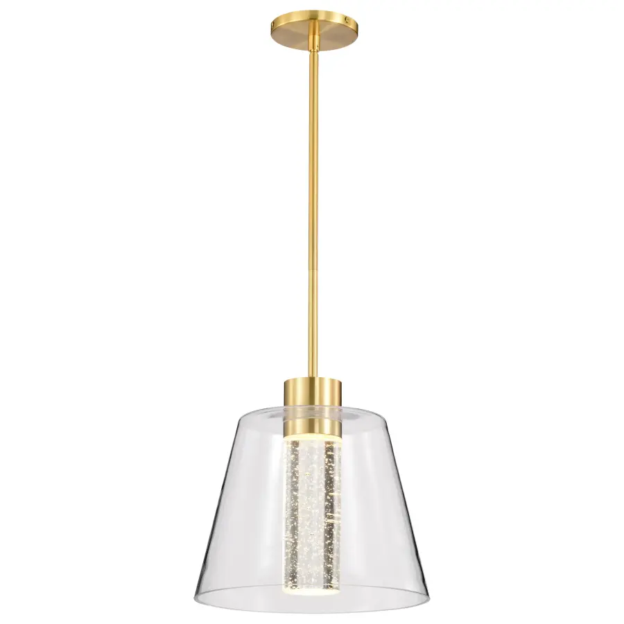Aura 12" LED Pendant in Brushed Brass with K9 Bubble Crystal - Image 4