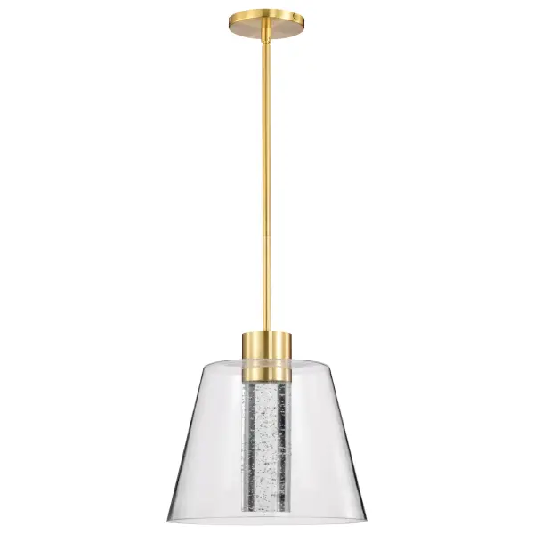 Aura 12" LED Pendant in Brushed Brass with K9 Bubble Crystal - Image 5
