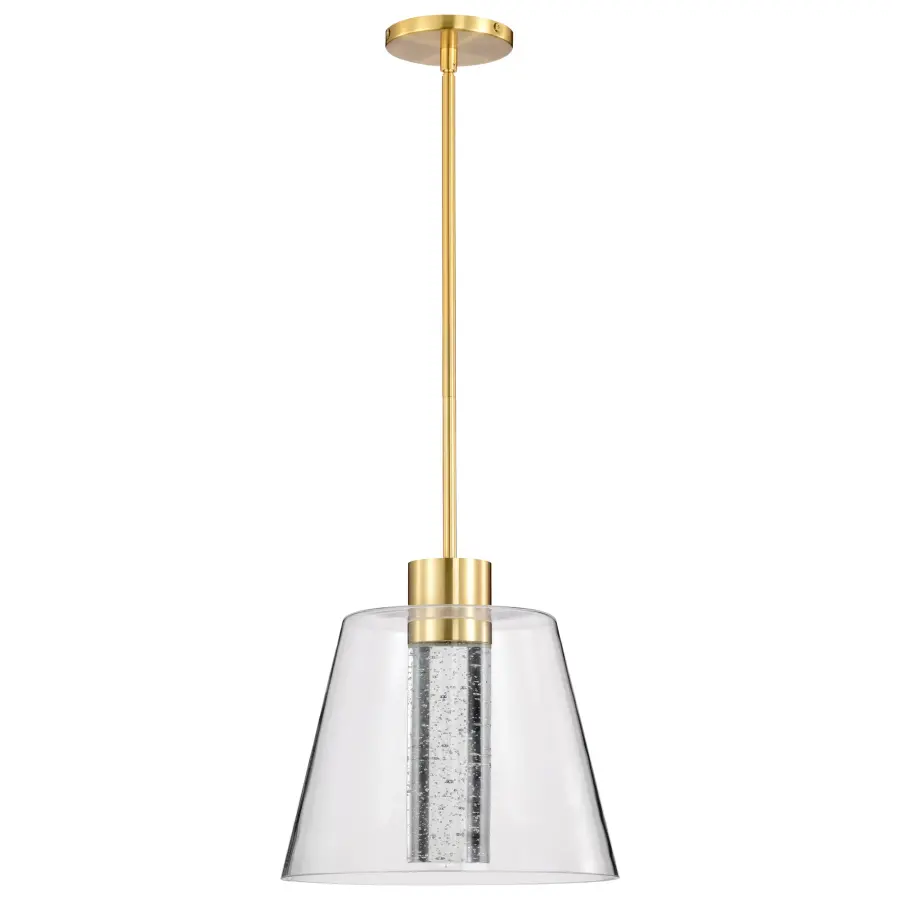 Aura 12" LED Pendant in Brushed Brass with K9 Bubble Crystal - Image 5