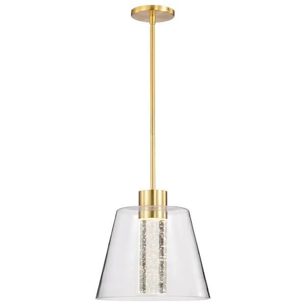 Aura 12" LED Pendant in Brushed Brass with K9 Bubble Crystal - Image 6