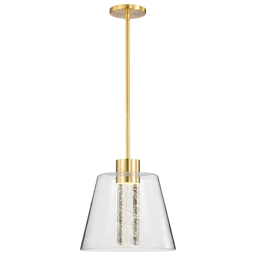 Aura 12" LED Pendant in Brushed Brass with K9 Bubble Crystal - Image 6