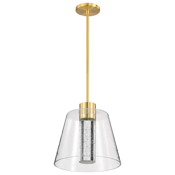 Aura 12" LED Pendant in Brushed Brass with K9 Bubble Crystal - Image 7