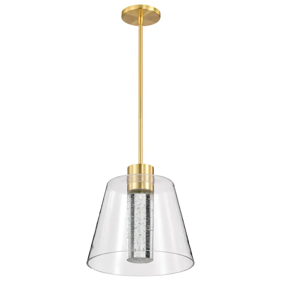 Aura 12" LED Pendant in Brushed Brass with K9 Bubble Crystal - Image 7