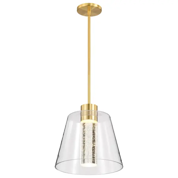 Aura 12" LED Pendant in Brushed Brass with K9 Bubble Crystal - Image 8