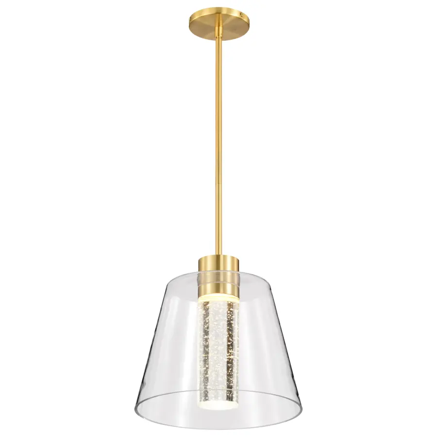 Aura 12" LED Pendant in Brushed Brass with K9 Bubble Crystal - Image 8