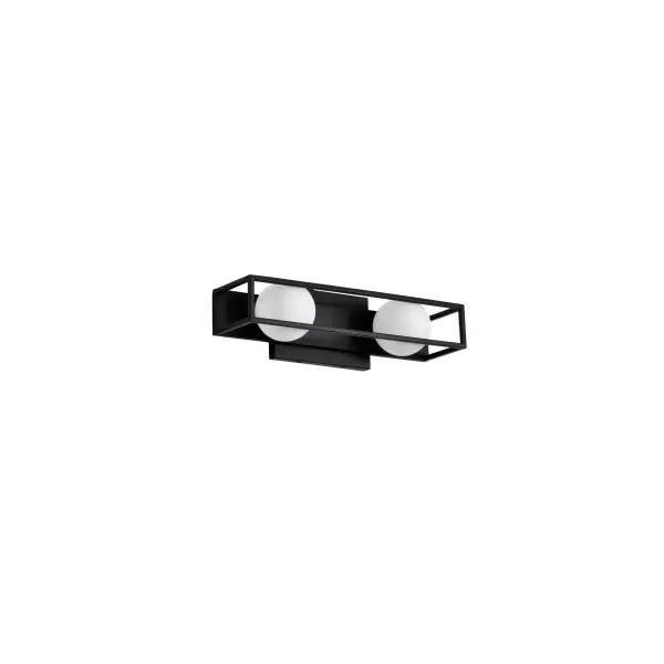 Jenkins 2-Light LED Vanity Light in Matte Black with Frosted Glass - Image 1