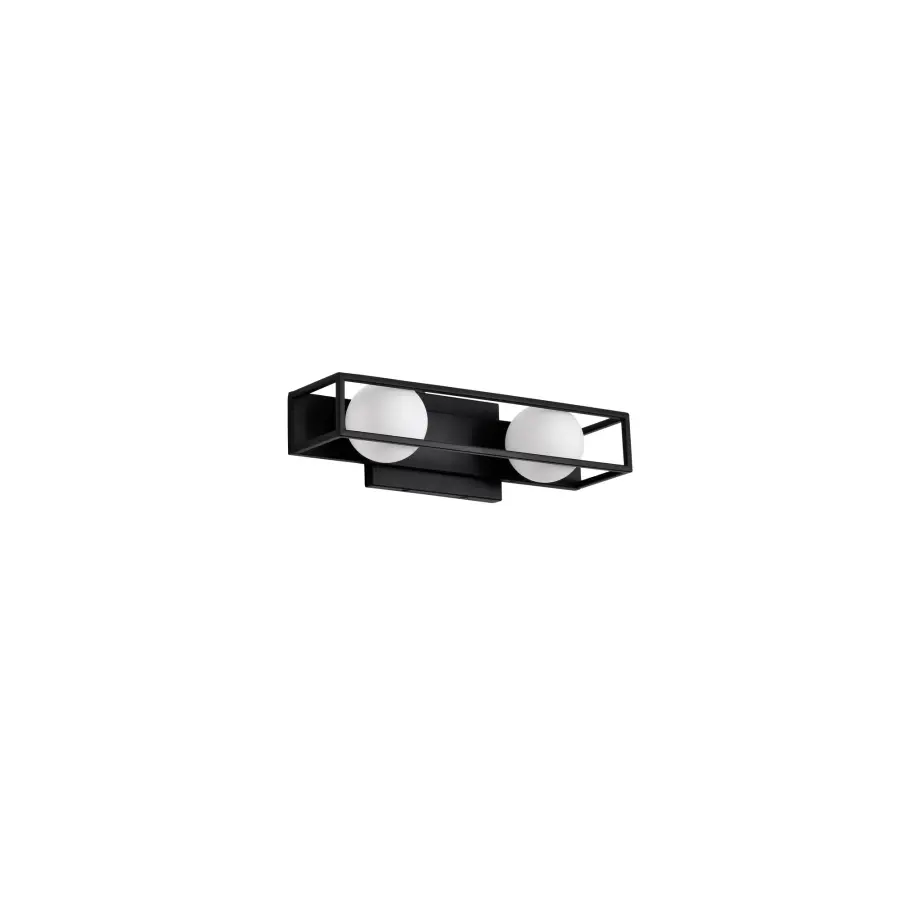 Jenkins 2-Light LED Vanity Light in Matte Black with Frosted Glass - Image 1