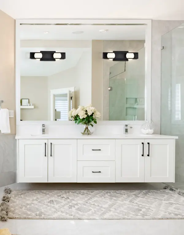 Jenkins 2-Light LED Vanity Light in Matte Black with Frosted Glass - Image 2