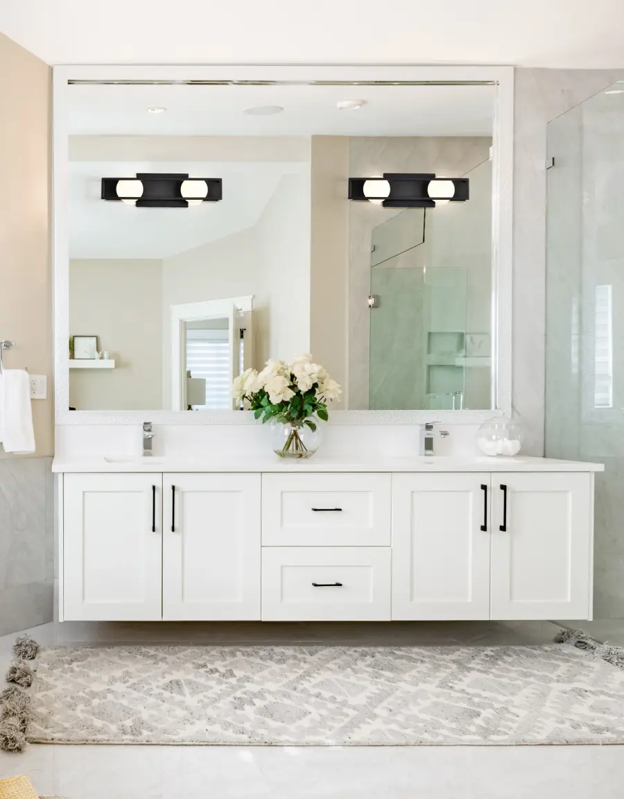 Jenkins 2-Light LED Vanity Light in Matte Black with Frosted Glass - Image 2